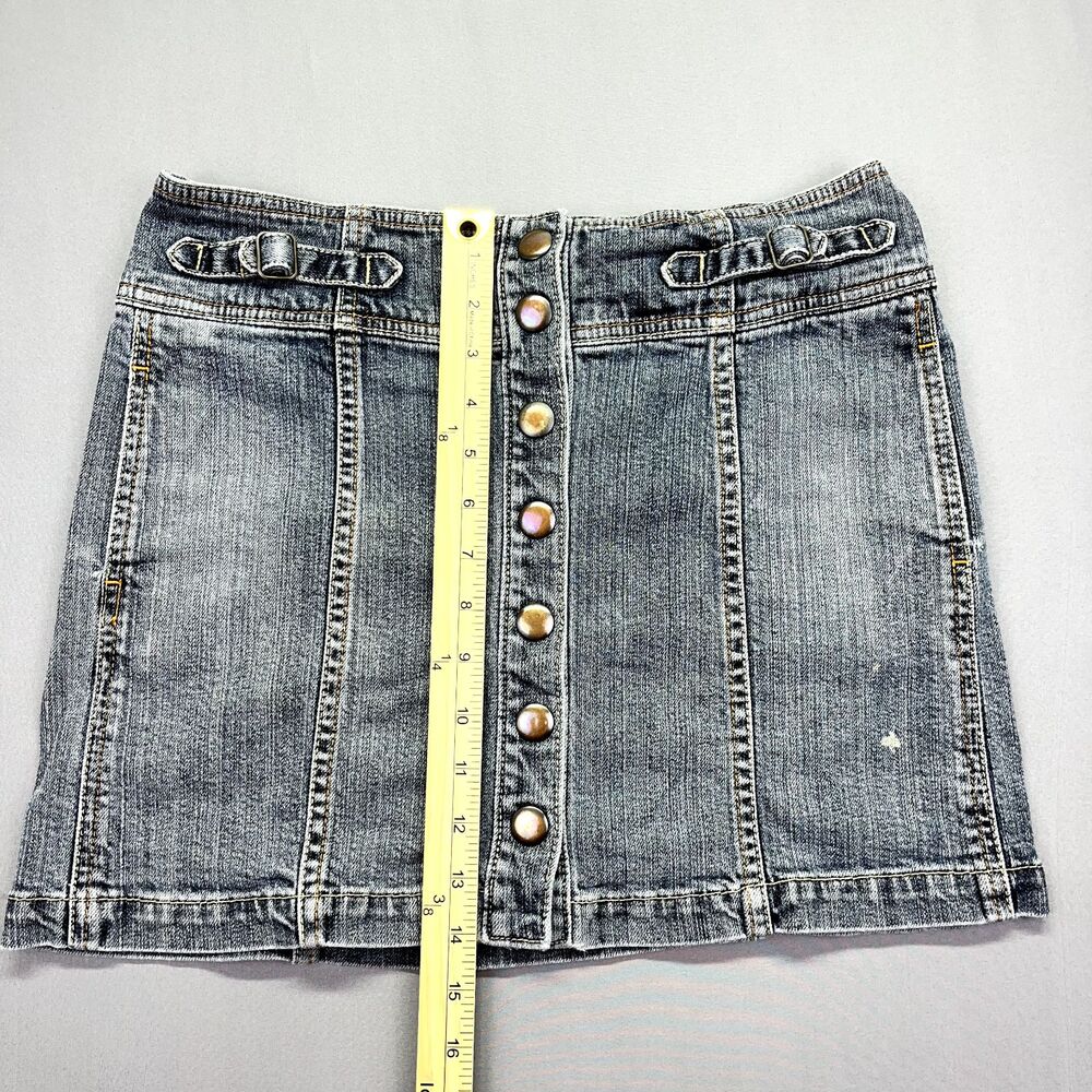 Gap Vintage Jean Skirt‎ Womens Size 4 Blue Denim Snap Button Front Y2K Pockets - Picture 2 of 12